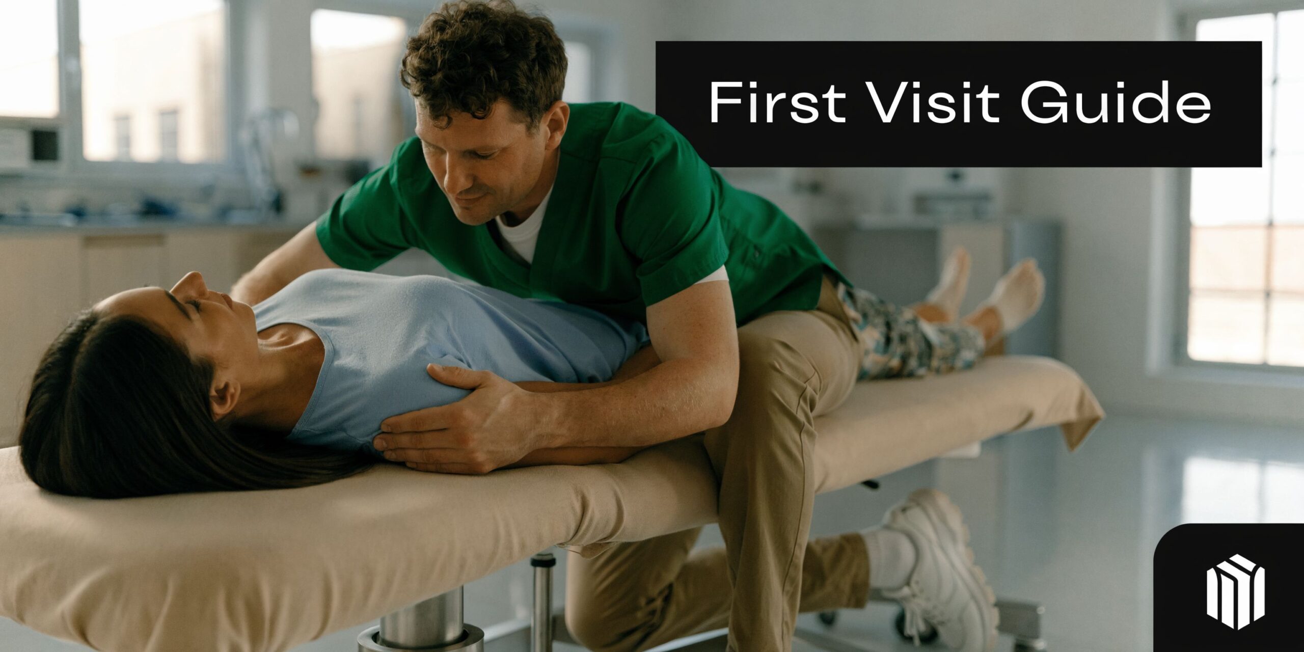 A professional chiropractor performing a physical adjustment on a patient lying down in a modern clinic office.