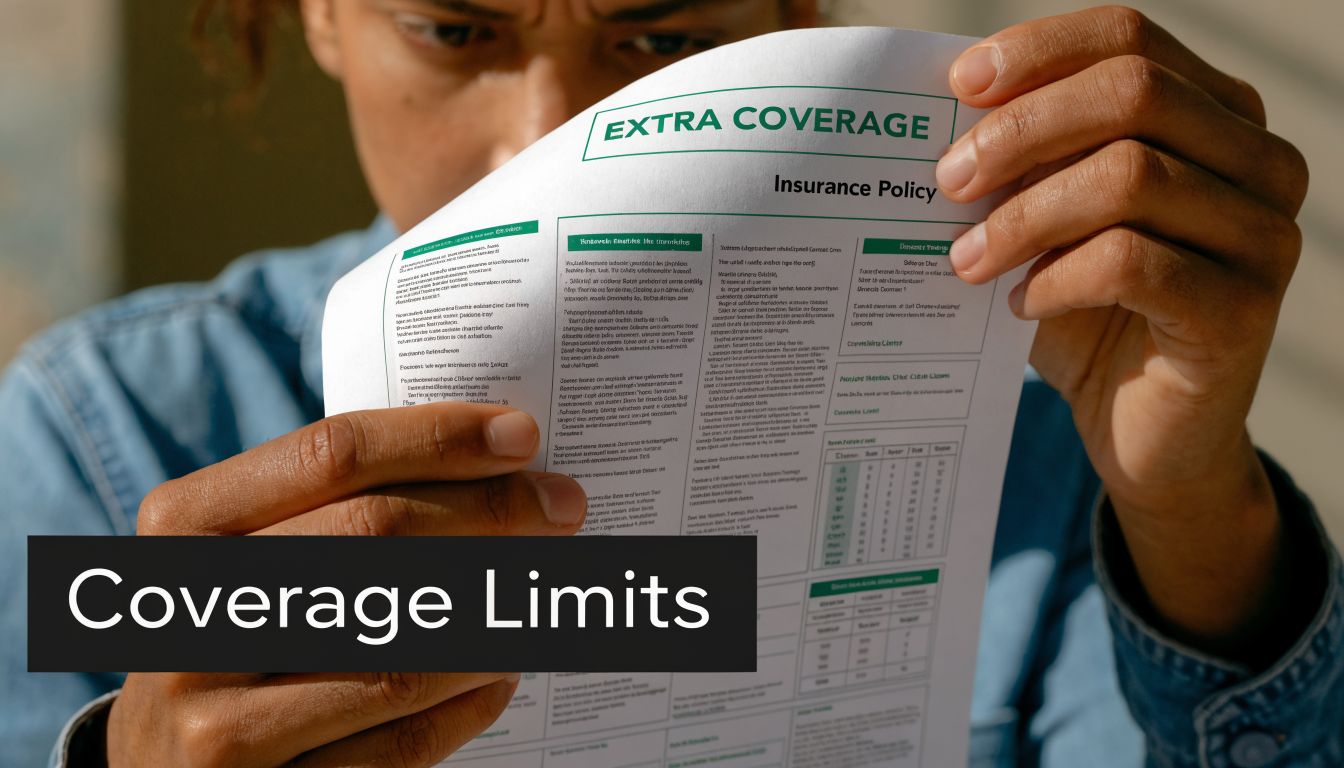 A close-up view of a person holding an insurance policy document titled Extra Coverage.