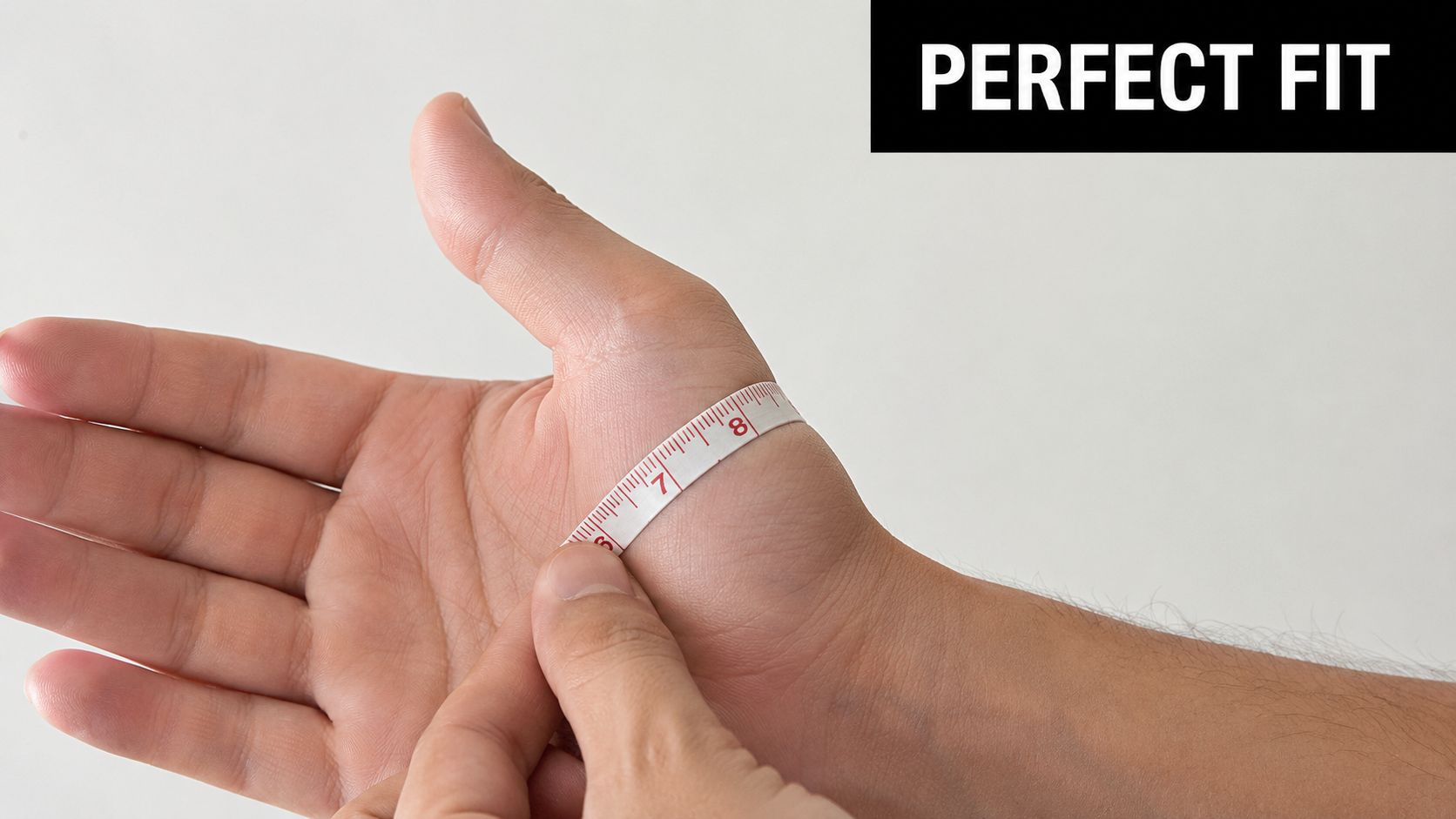 A person using a measuring tape to measure the circumference of their hand for a brace.