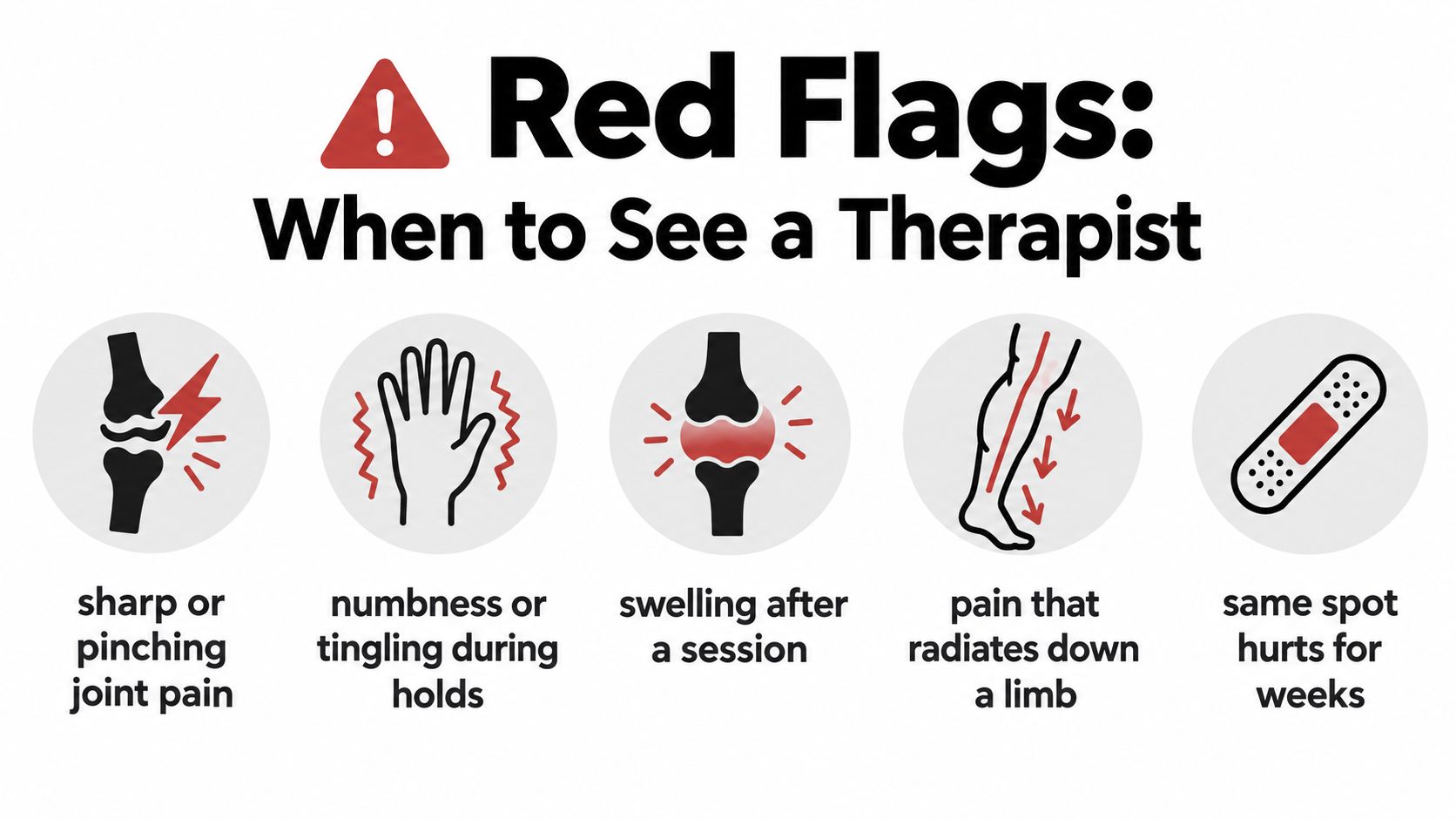 A graphic listing physical red flag warning signs that indicate a person should consult a therapist.